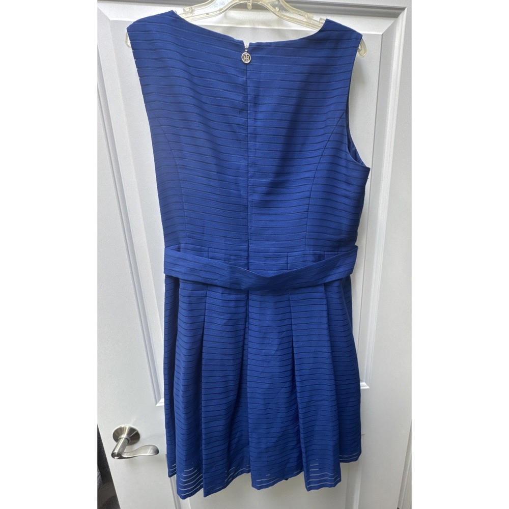 Tommy Hilfiger Dress Sleeveless Women's Size 18 Blue Stripe Fit & Flare Lines - Picture 10 of 13